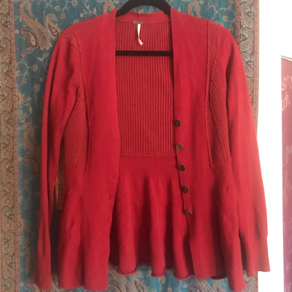 Red cardigan